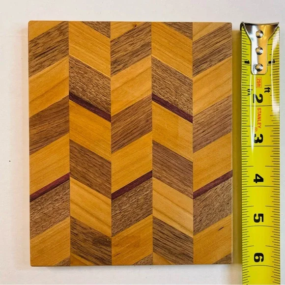 3 Wooden Trivets 5” x 6” Chevron Pattern - Picture 2 of 5